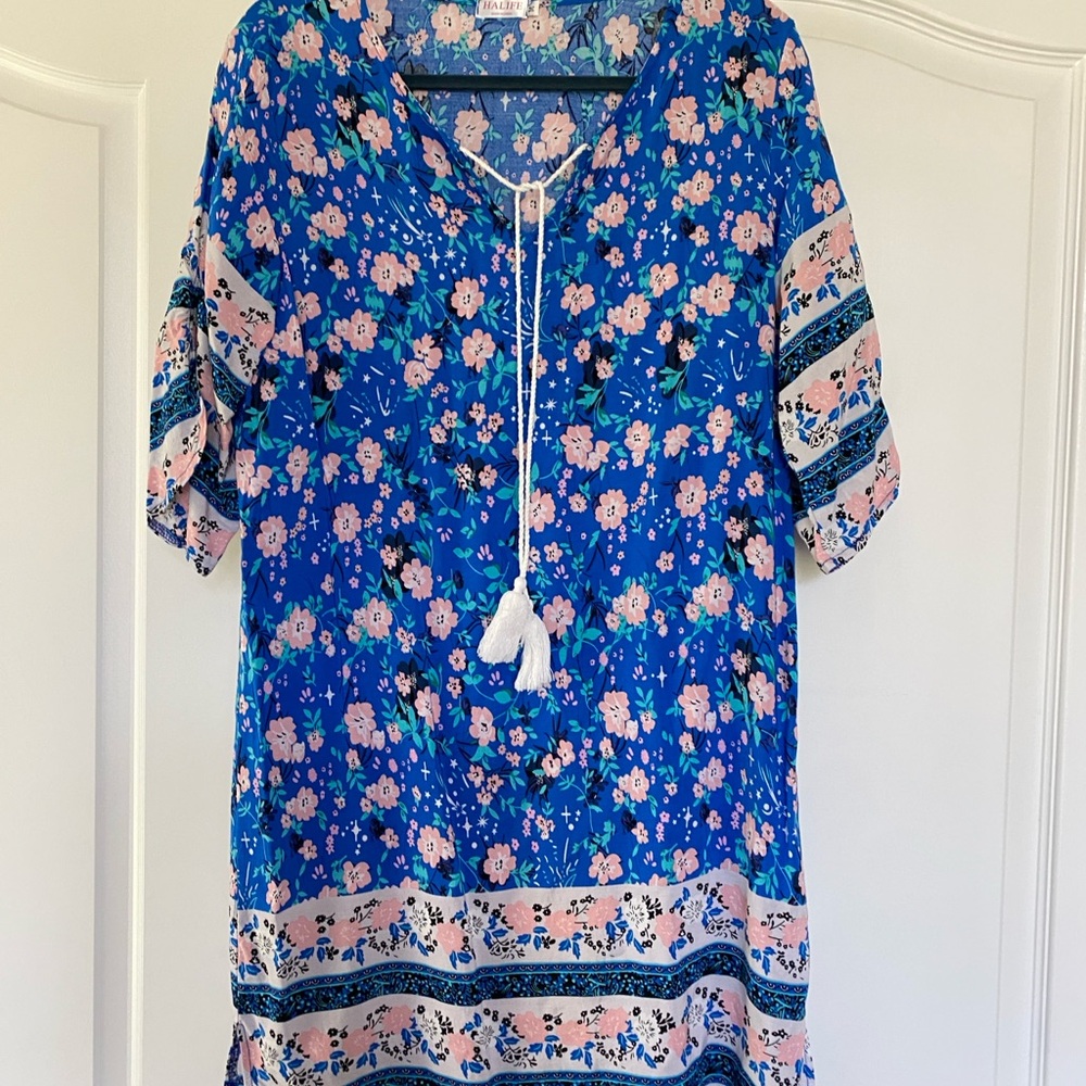 Floral Blue and Pink Tunic Dress